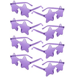 Bouiexye Rimless Star Sunglasses, Transparent Sunglasses Pentagram Shaped Glasses Bulk Party Favor for Women Men Kids (Purple)