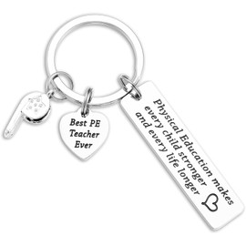 PE Teachers Keychain Whistle Pendant PE Gym Professor Retirement Jewelry From Student Physical Education Pe Teacher Keyring - Silver