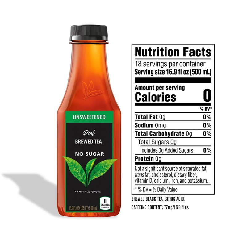 Real Brewed Black Tea, Unsweetened Pure Leaf Tea, 16.9 oz,