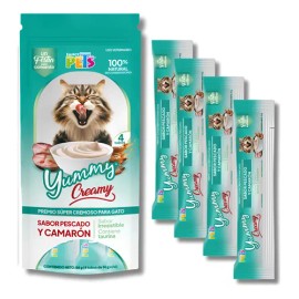 Premio Para Gatos Lamible Cremoso Yummy Creamy 4 Tubos