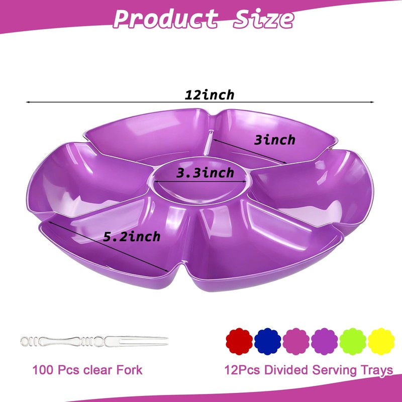12 Pack Divided Serving Tray 12 Inch 7 Section Veggie