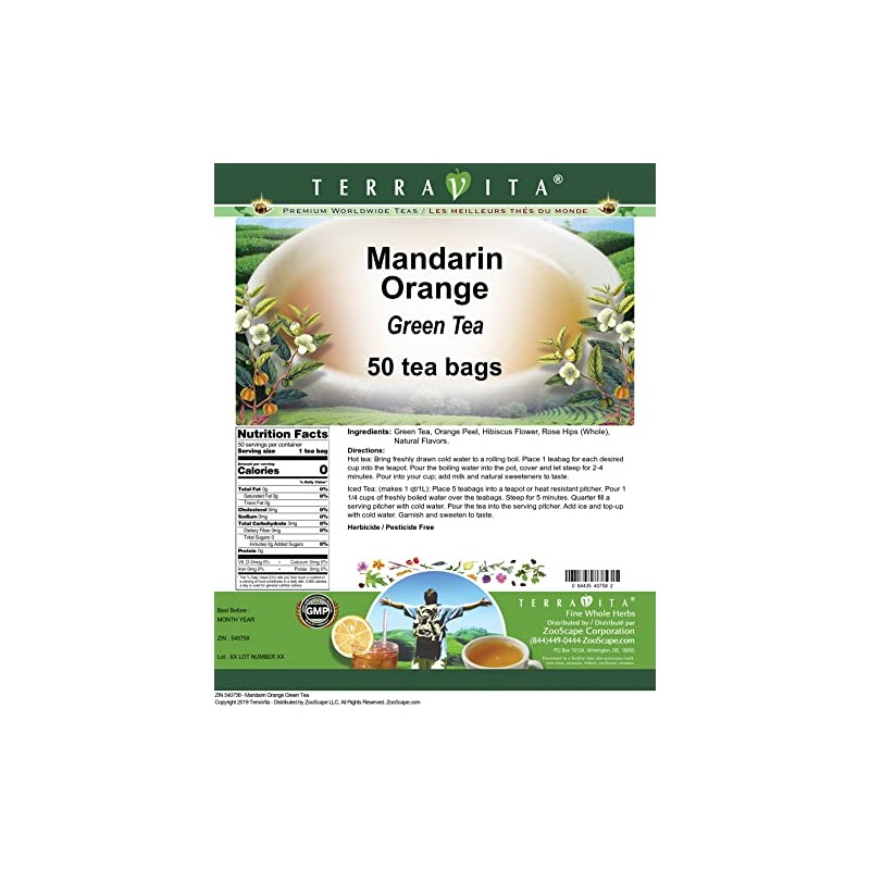 Mandarin Orange Green Tea (50 tea bags, ZIN: 540758)