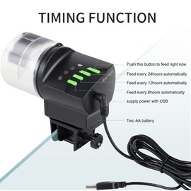 DXOPHIEX Automatic Fish Feeder Food Dispenser Vacation Fish Feeder Powered by Battery and USB for Aquarium and Turtle Tank