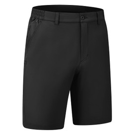 BGOWATU Mens Hiking Shorts Lightweight Quick Dry 9'' Fit Golf Outdoor Shorts Camping Work Fishing Cargo Shorts with Zip Pocket Black Size 34