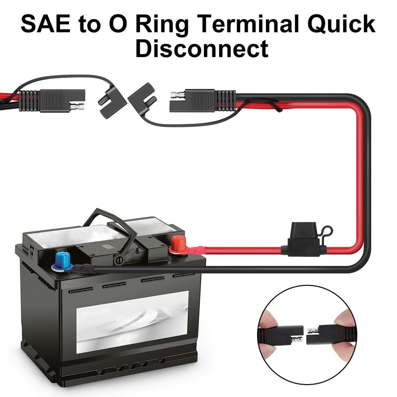 Linkstyle 2pcs 10AWG SAE Battery Connector Terminal Harness, 2FT/60CM 2Pin