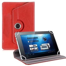 360 Universal Leather Case Cover Flip Stand Wallet Holder for 7 inch to 8 inch 8.5 inch Tablet PC Pad (Red)