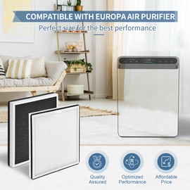 Zouhwaso Europa Air Filter Compatible with Afloia Europa Air Puri-Fier, 3-in-1 Europa Air Puri-Fier Filter Replacement with H13 True HEPA, acti-vated car-bon and Pre-Filter, Pack of 4