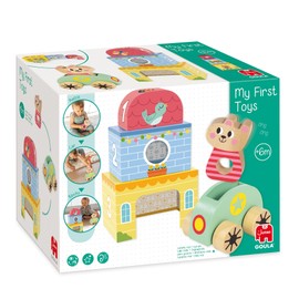 Goula - My First Games - My First Toy - Progressive Learning - 3 Games in 1 - Rattle, Car and Building Blocks - Promotes Sensory Perception - Develops Motor Skills - From 6 Months
