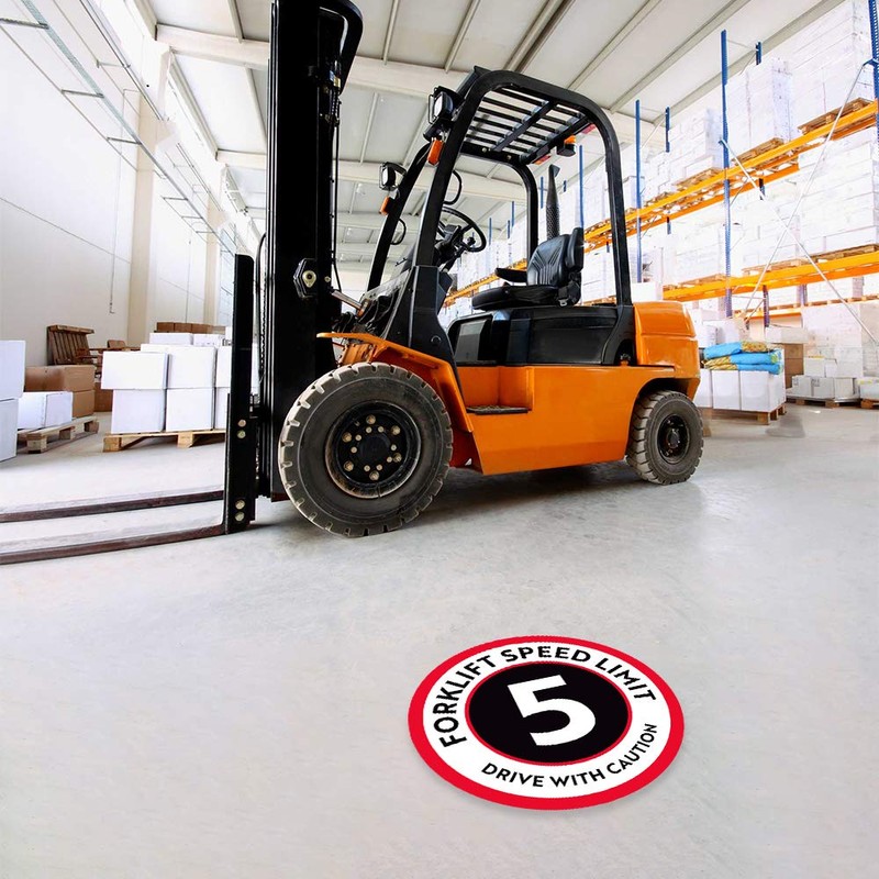 Forklift Floor Decal (Forklift Speed Limit Drive with Caution, 11")