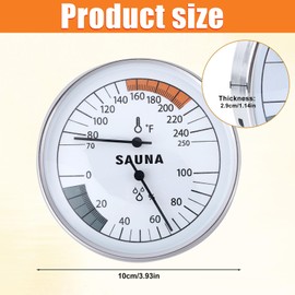 Tinoaly 2 in 1 Sauna Thermometer Hygrometer Fahrenheit Indoor Humidity Temperature Gauge Meter Monitor for Infrared Steam Room Bathroom Spa Accessories Parts Supplies