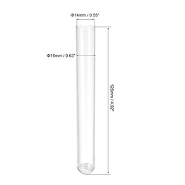 sourcing map 10Pcs PS Plastic Test Tubes with Cork Stoppers, Round Base, 16x125mm, Storage Container for Scientific Experiments Sample Display Decorations