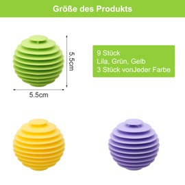 APOMOONS Pack of 9 Dryer Balls, Washing Balls for Washing Machines, Wash Balls for Down Jackets, Washing Ball, Reusable Tumble Dryer, Laundry Balls, Washing Balls, Reduce Wrinkles and Clip