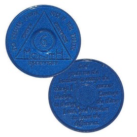6 Month AA Medallion Blue Aluminum Sobriety Chip