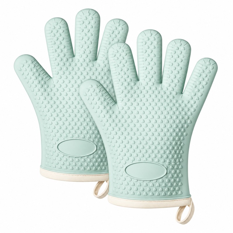 2-Piece Silicone Oven Mitt Set for Cooking – Heat-Resistant Cotton-Lined