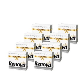 Renova 320 Square White Luncheon Paper Napkins 2 Ply - Linen-Feel - Set of 8 packs - Gold Collection- Premium Quality for Classic Elegance for Any Occasion - Perfect for Weddings, Anniversaries