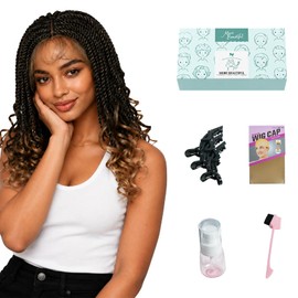 Full Lace Twist Braided Wig with Curly Ends for Black Women