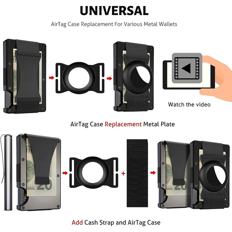 AirTag Holder for Ridge Wallet, Slim Aluminum Secure Tracker Case