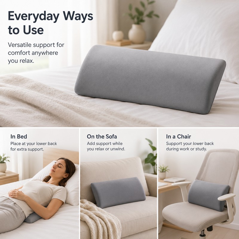 Lumbar Support Pillow for Sleeping – Memory Foam Waist Cushion