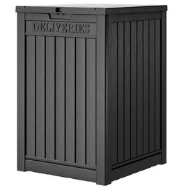 48 Gallon Resin Package Delivery Box for Outside, Storage Box with Lockable Secure, Large Double-Wall Resin Outdoor Package Delivery and Waterproof Deck Box