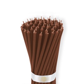 Danilovo Thin Taper Beeswax Candles - Honey-Scented, Decorative Candles Ideal for Birthday Decoration or Church Prayers - Brown Drip Free, Tall & Smokeless Pack of 50 pcs, 6.3 x 0.2 inch