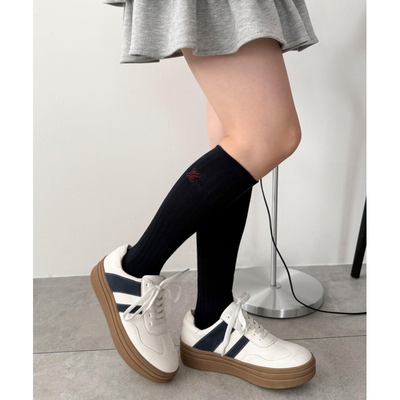 Wigo Hosomi-chan Women's Compression Socks, Antibacterial, Odor Resistant, School Logo,