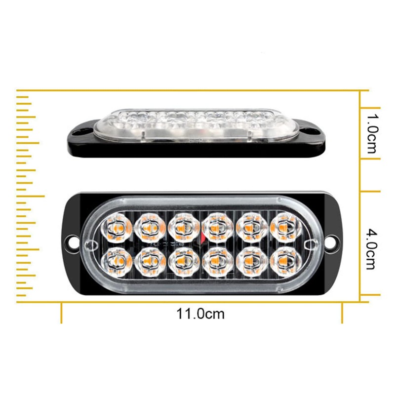 6X LED Amber Strobe Lights Vehicle Emergency Strobe Lights for