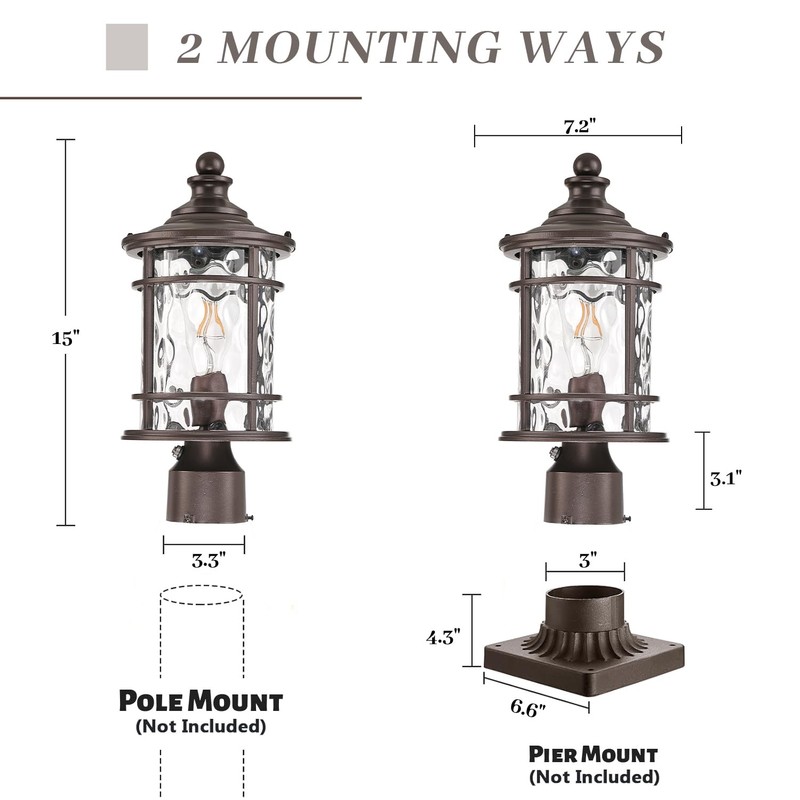 NAXTTII Dusk to Dawn Outdoor Post Lights Waterproof Aluminum Lamp