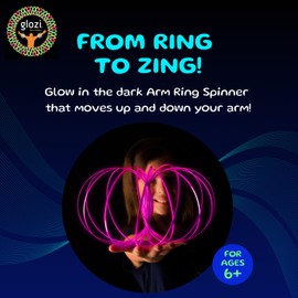 GLOZI Geometric Magic Glow in the Dark Flow Ring - Easy to Use - 3D Arm Spinner Bracelet, Fidget Spinner Toy for Kids and Adults (Pink)