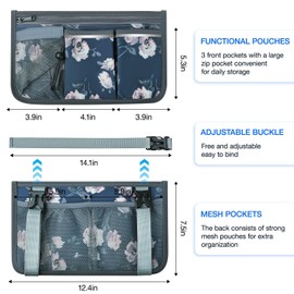 SHIFANQI Wheelchair Bag, Walker Bag, Wheelchair Side Bag, Armrest Organizer Pouch with Cup Holder Attachment and Reflective Strip, Accessories for Most Wheelchairs, Walkers, Rollators, Rosa