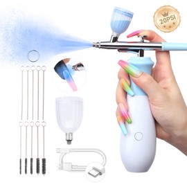 SAVILAND 25 PSI Airbrush for Nails: Rechargeable Nail Airbrush Machine 3 High-Pressure Modes Cordless Airbrush Kit with Compressor 0.3 mm Nano Nozzle Airbrush Paint for Nails Art with Cleaning Tools