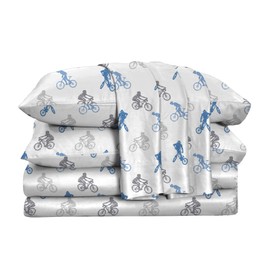 Kids Rule 4 Piece Sheet Set, BMX Bikers, Grey - Full (JVSS2183F)