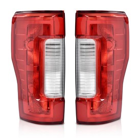 G-PLUS Tail Lights Pair w/o Bulbs Compatible with Ford F250 F350 Super Duty 2017 2018 2019 Red Lens Chrome Housing FO2800256, HC3Z13405D, HC3Z13405F, FO2801256, HC3Z13404D, HC3Z13404F