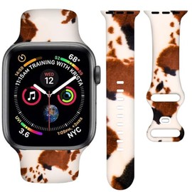 BACDOILQ Cow Print Smartwatch Bands Sport Wristband Compatible with Watch 42mm 44mm 45mm Soft Silicone Strap Replacement for Series 8/7/6/5/4/3/2/1/SE