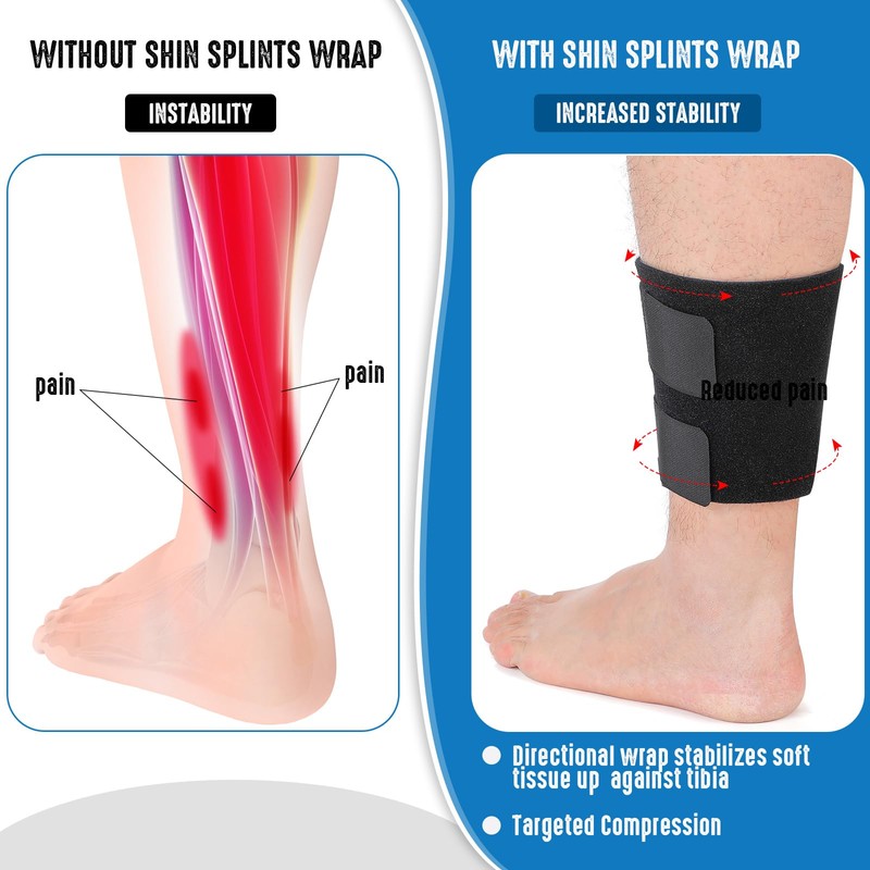 Threlaco 2 Pcs Shin Splint Compression Wrap Adjustable Shin Splints