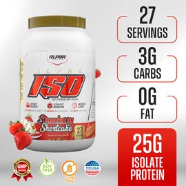 Alpha Supps ISO, Low Carb 100% Whey Protein Isolate Powder, 25 Grams Per Serving, Helps Support Muscle Growth, Low Sugar and Gluten Free (Strawberry Shortcake, 2 lb)