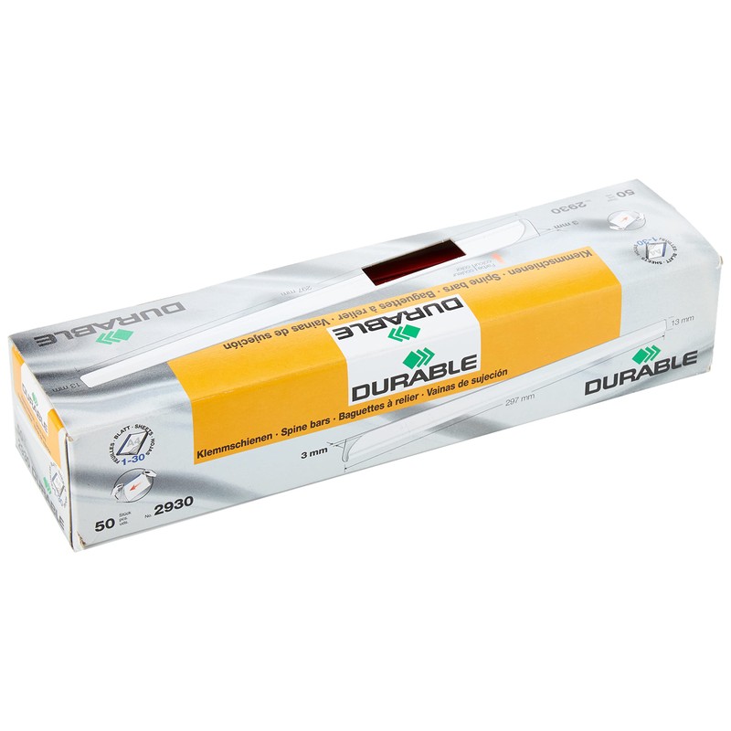 Durable 293003 Spine Bars A4 for Approximately 30 Sheets Pack