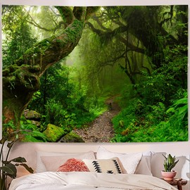 Skcess Tapestry Forest Tapestry Green Wall Towel Forest for Bedroom Tapestry Nature Landscape Forest Wall Hanging Decorative Tapestry Wall Hanging 300 x 260 cm
