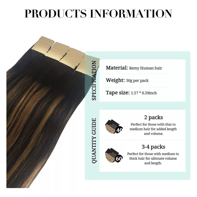 Doores Extensiones Cabello Real 14in Balayage Natural A Castañ 50gr