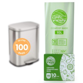 RAYTID Compostable Food Waste Bags 10L 100 Bin Bags EN13432 Home Compost Bin liners