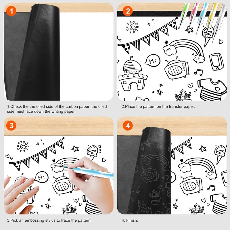 Carbon Paper for Tracing Graphite Transfer Paper -100 Sheets Black