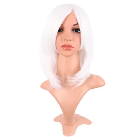 MapofBeauty 16 Inch/40 cm Fashion Short Side Bangs Synthetic fiber Hair BOB Women Wig (White)