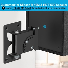tiebutie Metal Speaker Mount for R-40M HDT-600 Klipsch Bookshelf Speaker Wall Mounts - Tilt & Swivel Adjustable Wall Mount for Klipsch with Hardware Kit for Saving Space