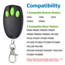 Amtake Garage Remote Control, Compatible with C945 C943 C940 CM842 CM844 Replacement for 433.92MHz Rolling Code Garage Door Remote (2 Pack)