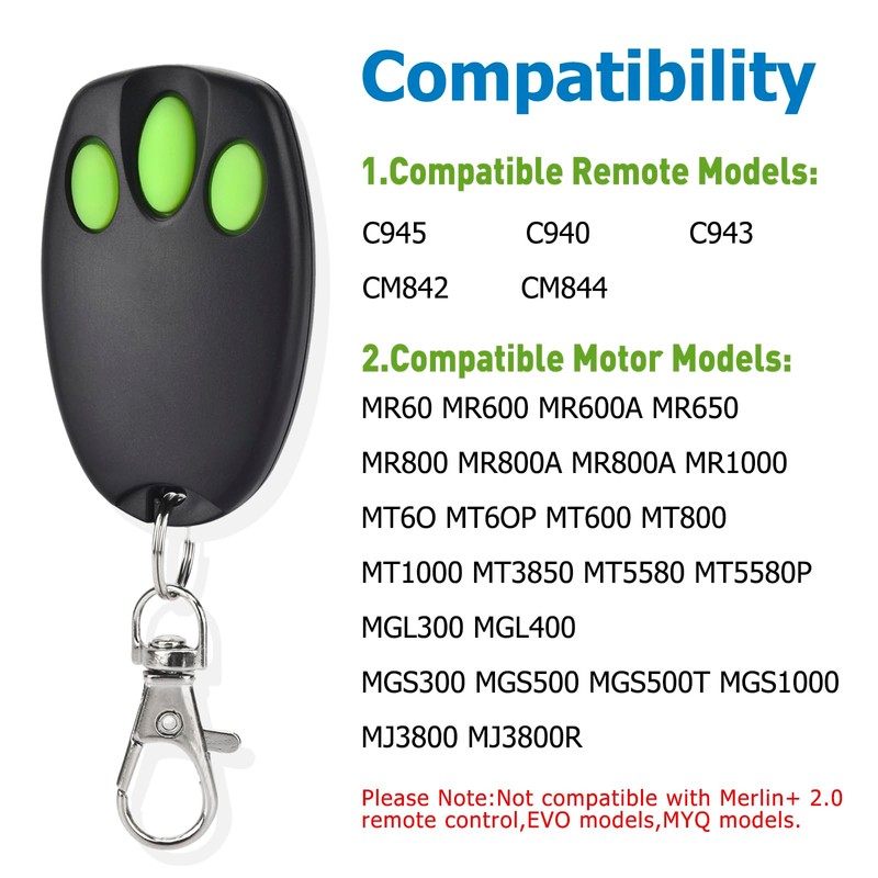 Amtake Garage Remote Control, Compatible with C945 C943 C940 CM842