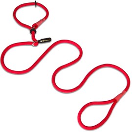 Hundefreund Slip Lead with Pull Stop 200 cm 120 g Extra Light Moxon Lead Braided with Collar in One Red Agility Training Lead for Dogs