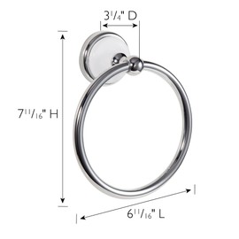 Design House 559286 Savannah Towel Ring for Bathroom, Polished Chrome and White