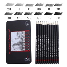 Vakrny Set De 12 Lápices De Dibujo Para Dibujo Profesional H&b