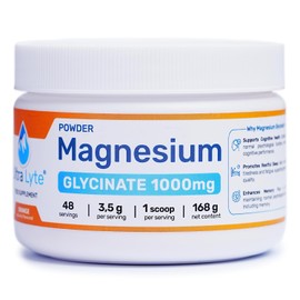 Ultra Lyte Magnesium Glycinate Powder with Trace Minerals 180g – Vegan & Gluten-Free Flavoured Magnesium Supplement – for Sleep Aid, Stress Relief & Muscle Relaxation – 60 Servings (180g, Orange)