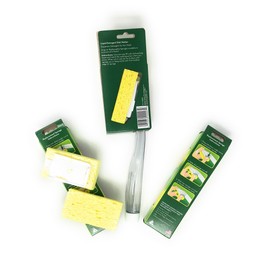 Arrow Home Products Dish Sponge w/Soap Dispenser Handle & 4 Refill Sponges - Fillable Dish Wand for Quick, Convenient Cleaning - Made in USA - Easy to Refill, Built-in Scrubber, for Dishes & Pans