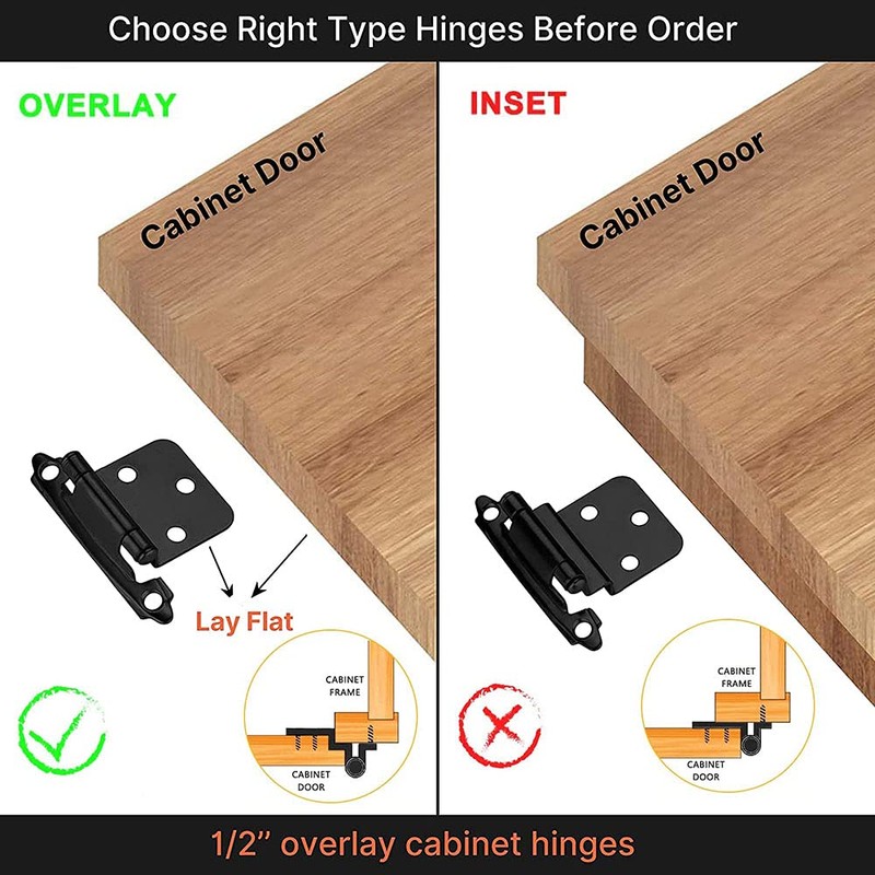 Bestgle 10 Pcs Overlay Door Cupboard Hinges, Metal Semi-Concealed Cupboard